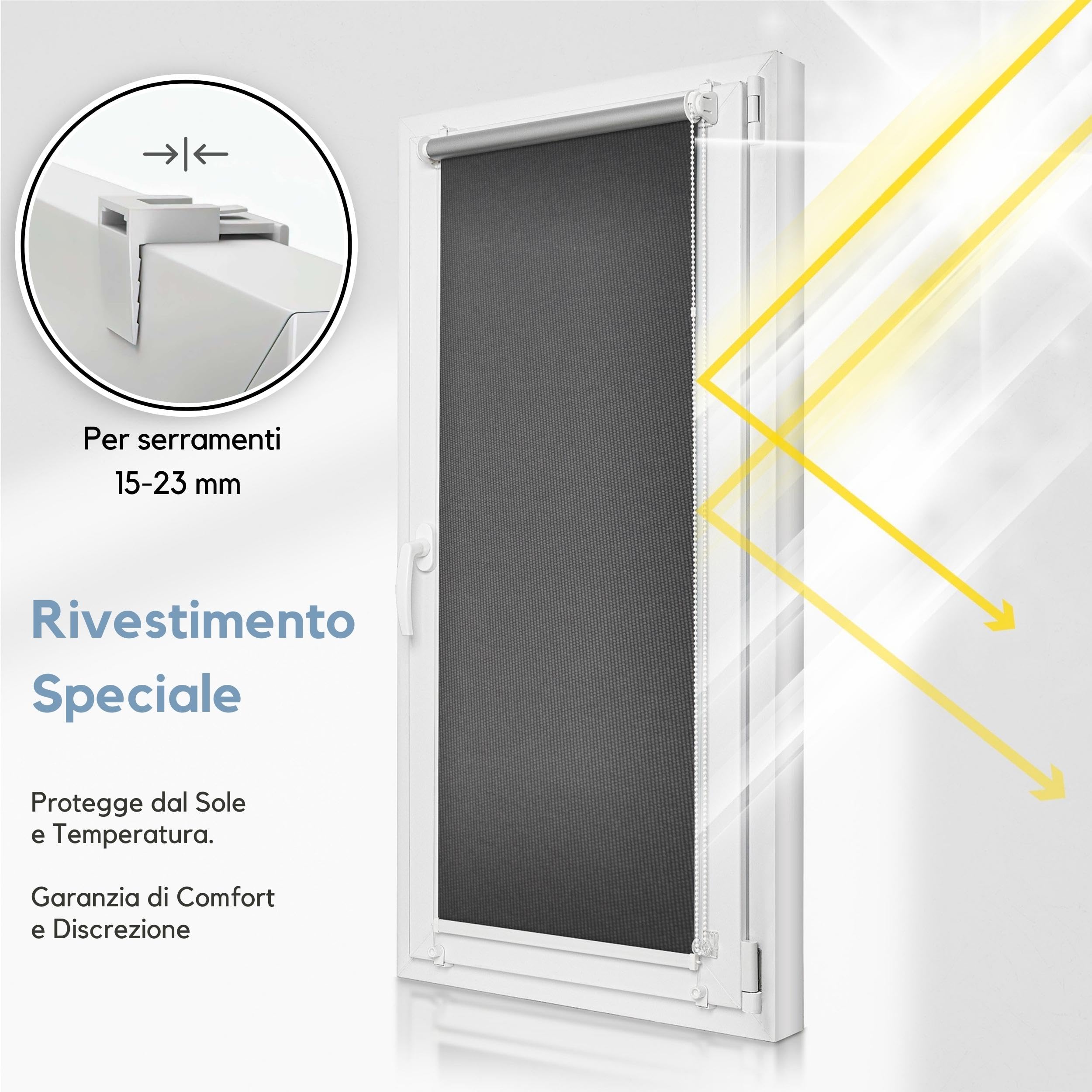 Tenda A Rullo Oscurante 90% Con Ventose | Senza Fori, Retrattile | Per Finestre E Porte, 75x130 Cm, Nero, Protezione UV - 2