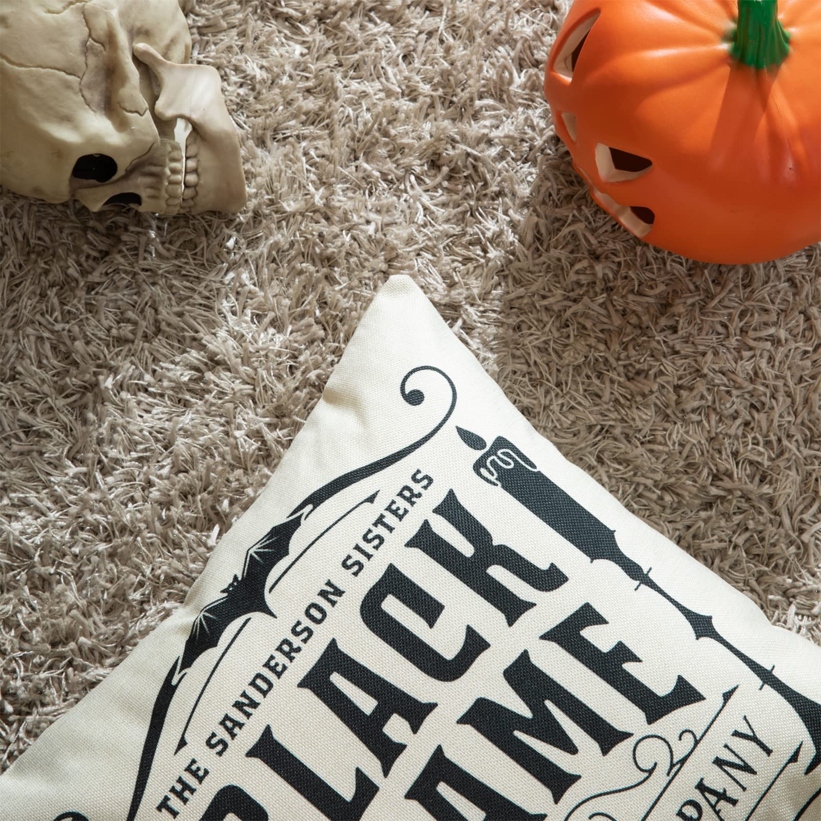 Dirfuny Set di 4 federe decorative per cuscini di Halloween, 45 x 45 cm, decorazioni per Halloween, decorazioni per la casa, casa in fattoria, decorazione di Halloween per camera da letto e