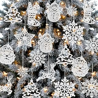 Christmas Tree Decoration Sparkling Snowflake Ornaments,42Pcs Christmas Hanging Snowflake Decors with String Glitter Christmass Tree Ornaments for Winter Holiday Xmas Decoration Indoor (Silver)