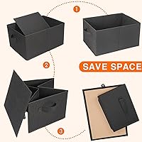 Vista 38 de JAKAGO Fabric Storage Bins set of 4 Rectangle Storage Baskets with Handle Foldable Closet Organizer for Clothes Towel bedding Books Collapsible
