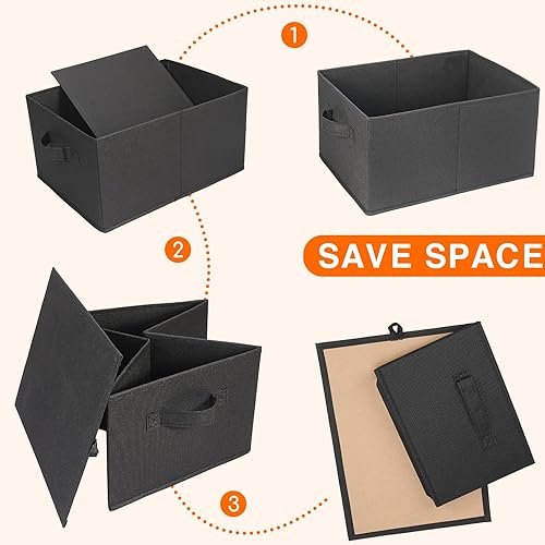 Miniatura 38 de JAKAGO Fabric Storage Bins set of 4 Rectangle Storage Baskets with Handle Foldable Closet Organizer for Clothes Towel bedding Books Collapsible