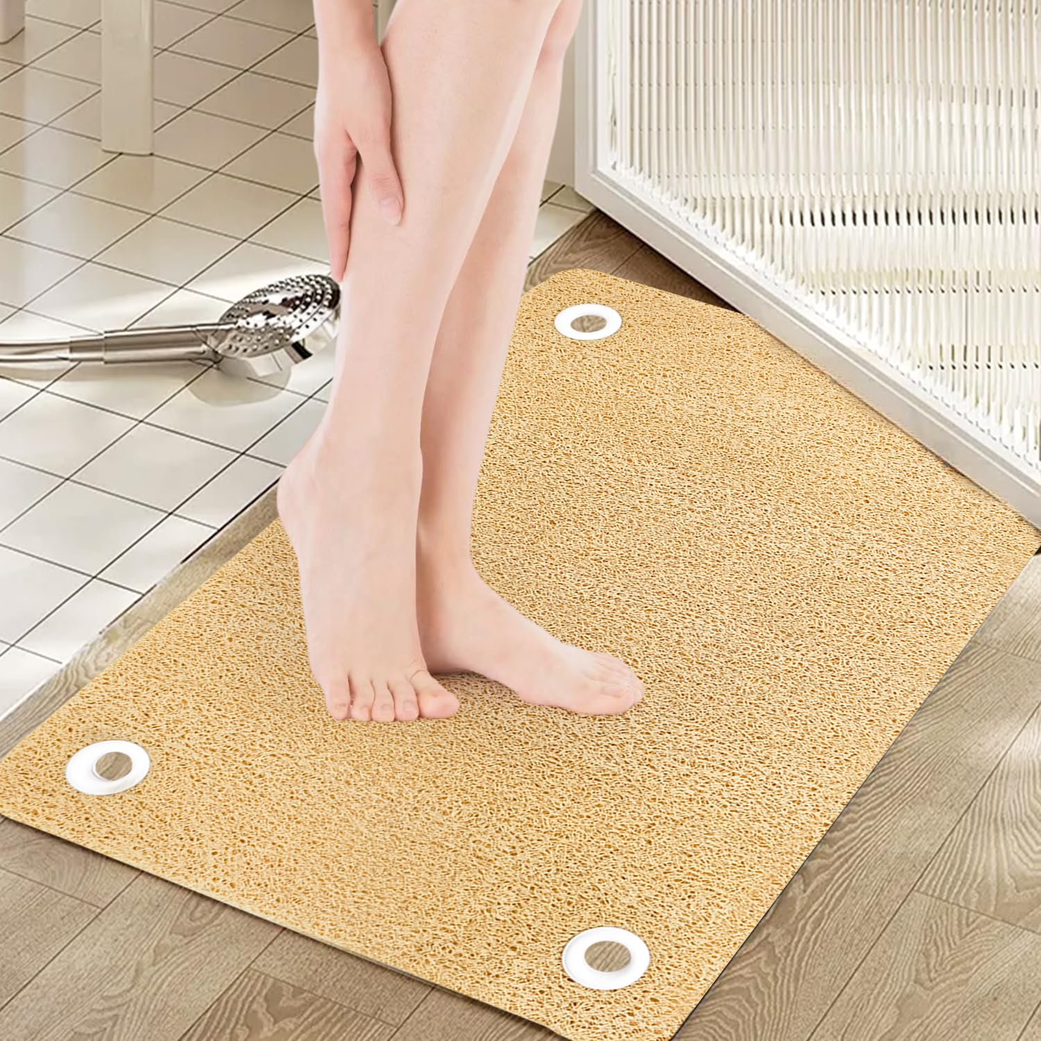 4 Hole Wall Mounted MatSoft Bathroom Rug Machine Washable Non Slip Bath Mat Shower Floor mat Quick Dry