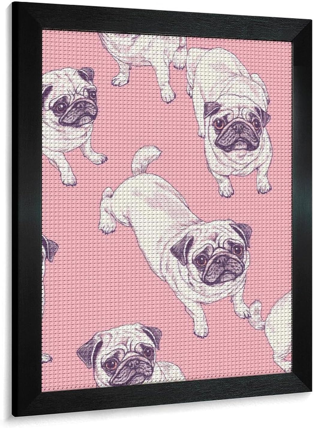 Pug Dogs Lying Down Standing Up Diamond 5D Painting Kits with Frame DIY Full Round Drill Gem Art Crafts for Home Wall Decor 16 X 20in Blackwood 40 * 50cm