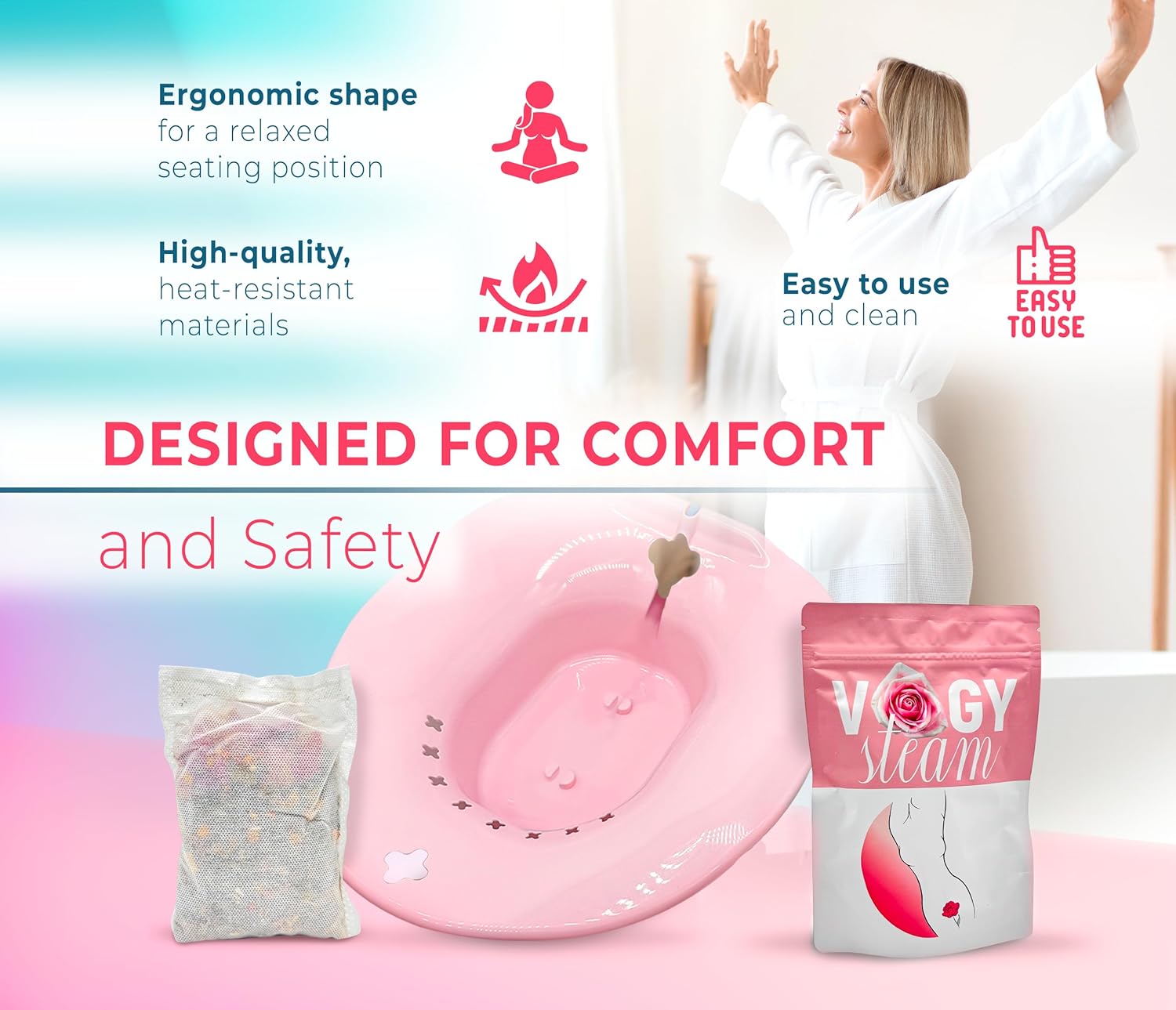 Vagy Rejuvenation Vagy Steam Seat – Comfortable Yoni Steam Seat for Relaxation & Postpartum Comfort – Easy to Use Steam Seat for Intimate Wellness