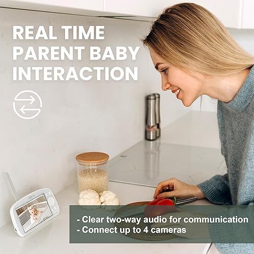 Miniatura 5 de neero Monitor de video para bebé, no necesita WiFi, pantalla HD de 5.5 pulgadas, rango de 1000 pies, monitor infantil con cámara y audio, sin WiFi,