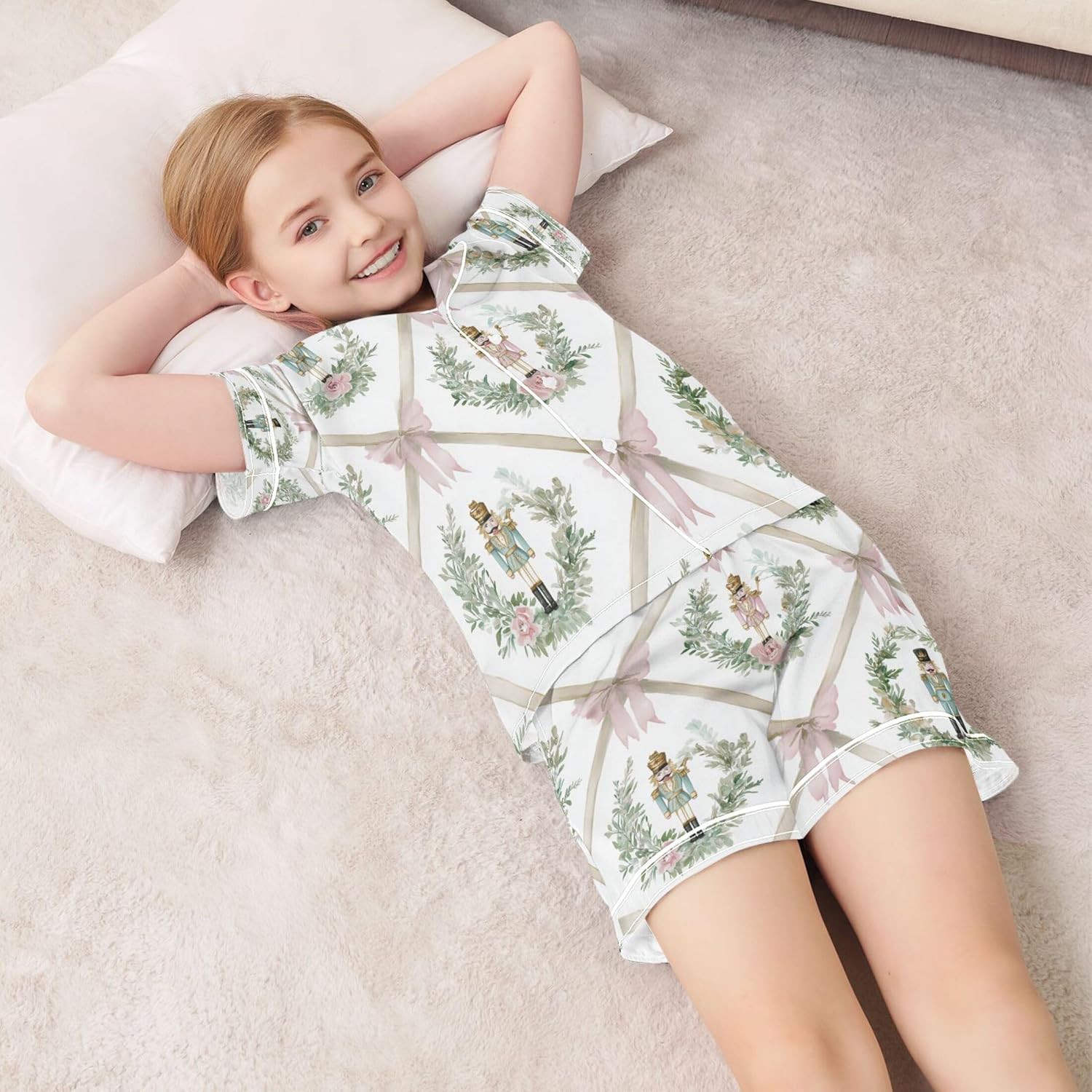Silk Pajama Sets Short Sleeve Pajamas Soft Sleepwear 2 Piece Pjs Set