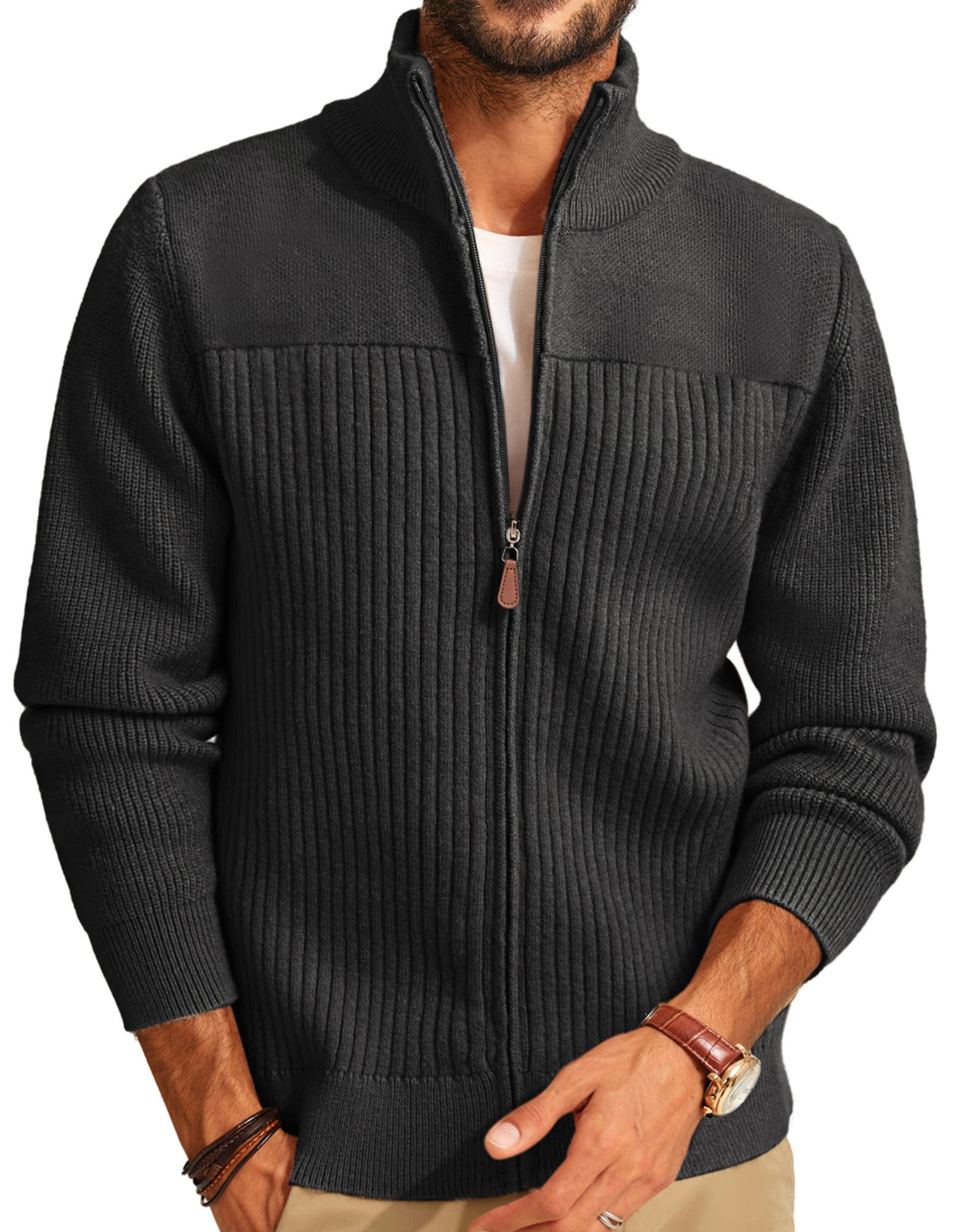 PJ PAUL JONES Strickjacke Herren mit Reissverschluss und Stehkragen Cardigan Pullover