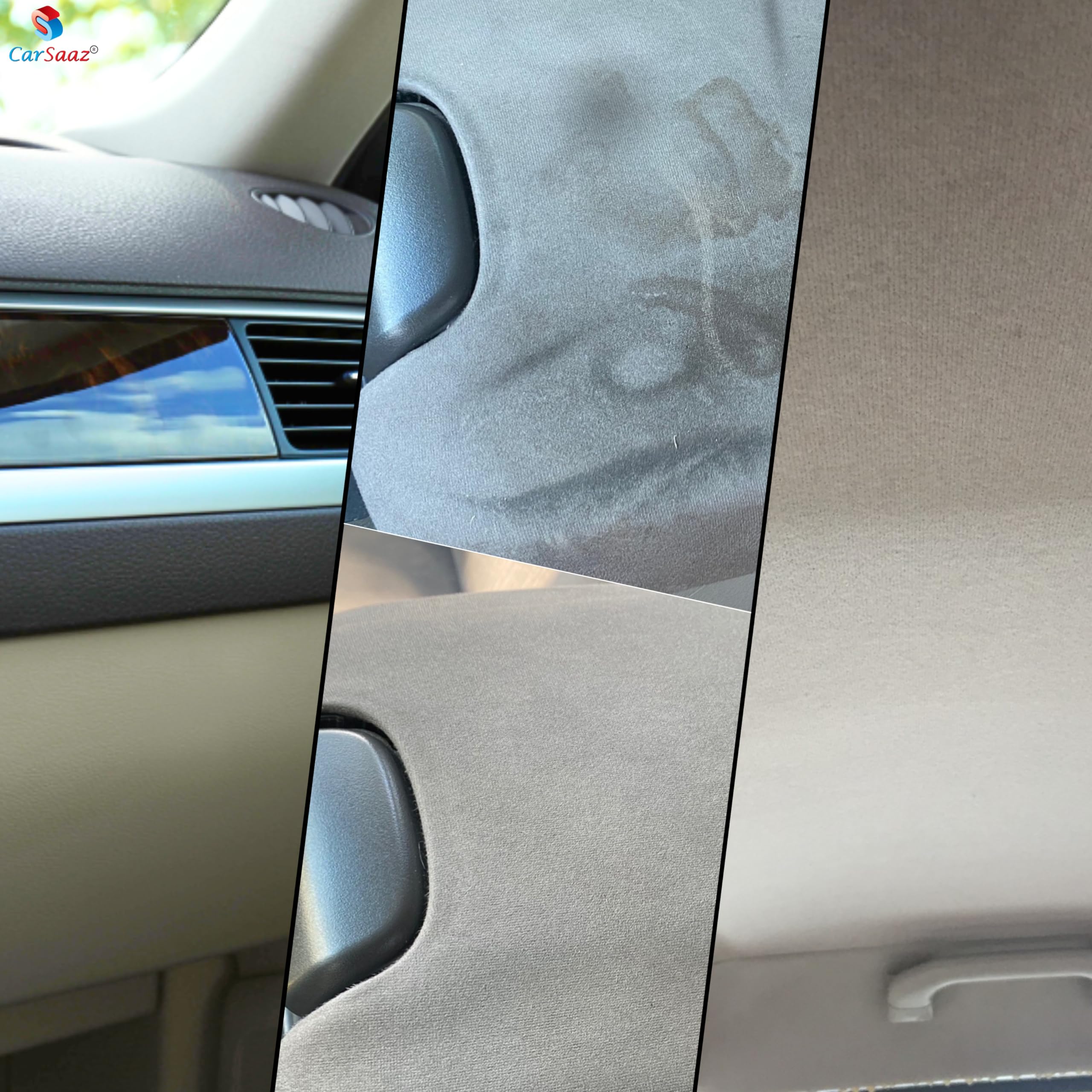 CAR SAAZ Upholstery Cleaner 1 LTR with Applicator Pad & Microfiber Cloth for Car Interior | Premium Upholstery Cleaner | Interior Cleaner, Carpet Cleaner, Car Roof Cleaner, Fabric Cleaner (PO 3) 3