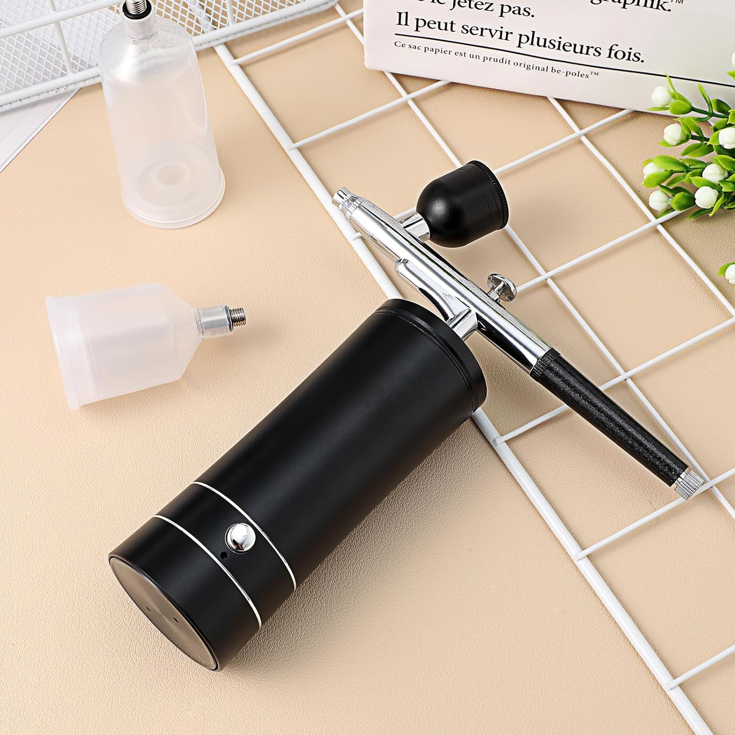 Cordless Airbrush Kit Compressor – 1 Set Rechargeable Air Brush for Makeup Nail Art and Cake Decorating – High Pressure Portable Airbrush System Nozzle and Cleaning Brush