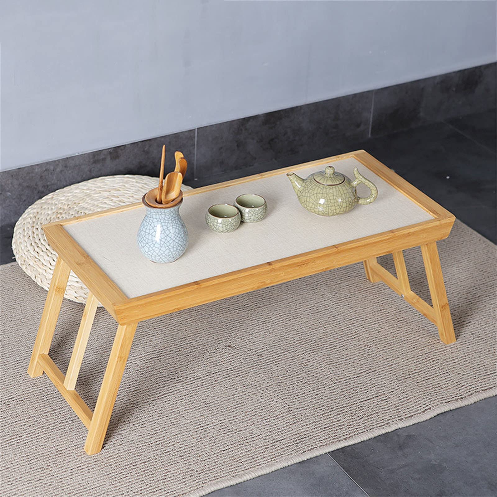Niedriger Tisch aus Massivholz, natürlicher Tisch, Couchtisch, Lesetisch, tragbare klappbare Holzschreibtische, Küche, Holztablett-Ausstellungstische, 65 x 28 x 28 cm, hergestellt in China Comfortable