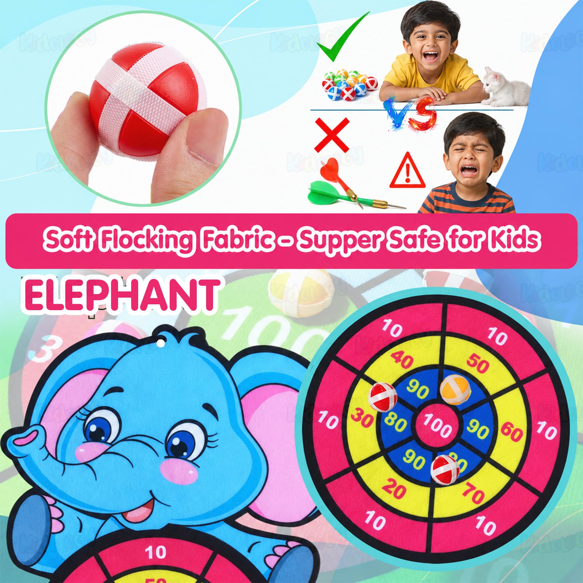 Kidology Dart Game Board for Kids Age 3 Year Above | 10 Sticky Balls, Indoor/Outdoor Multi-Player Party Game, Perfect for Kids Boys & Girls, Birthday Gift for Children — Amazon image 3