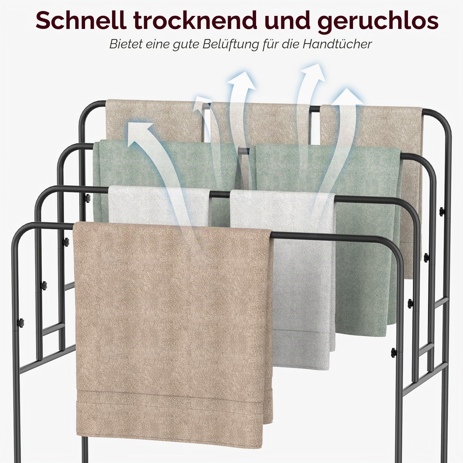 Extra großer freistehender Handtuchhalter, 4 Etagen, Outdoor-Pool-Handtuchhalter, vielseitiger Decken- und Steppdeckenständer für Wohnzimmer, Badezimmer, Schlafzimmer, Strand, Whirlpool,