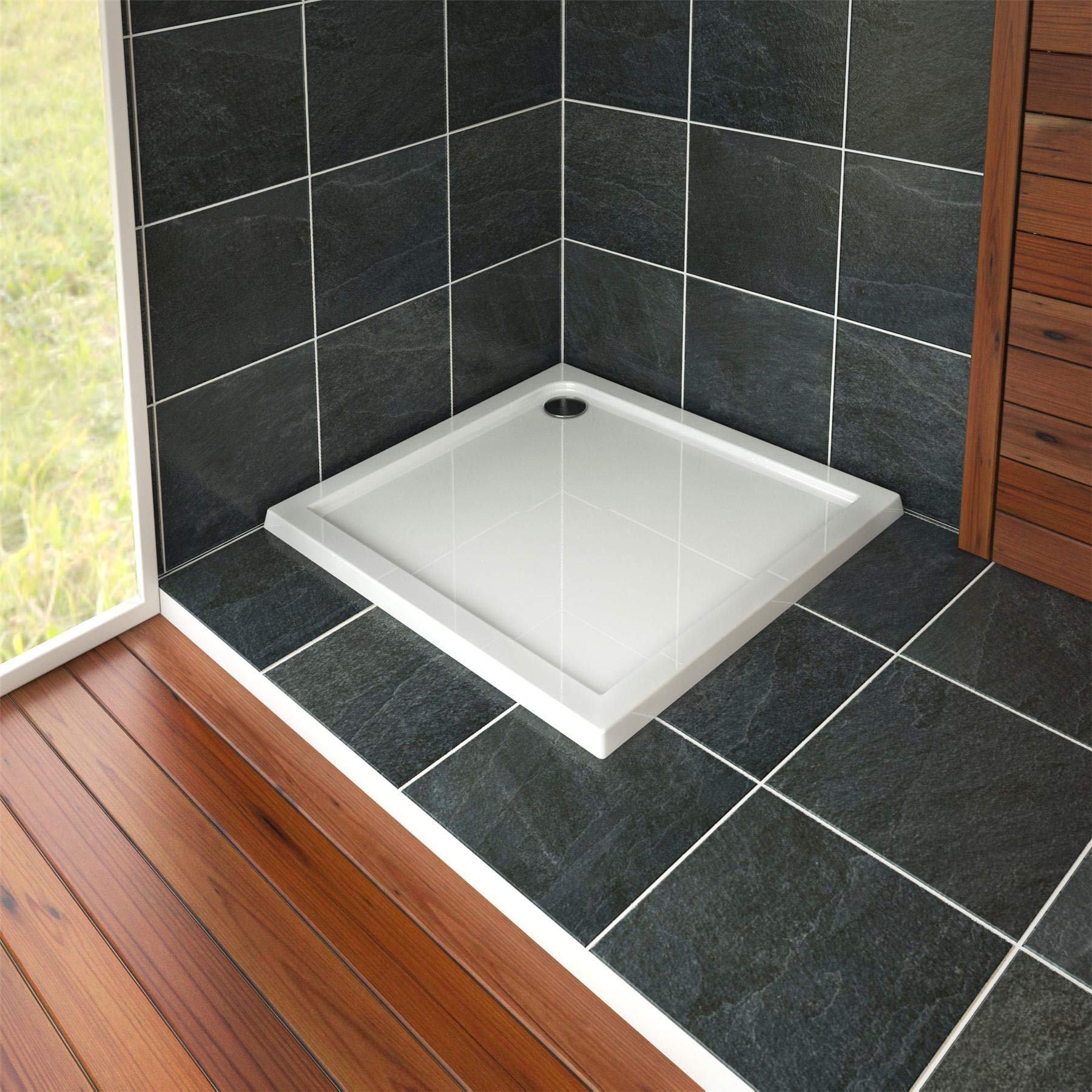 Buy Nuie Bathroom 800 x 800mm Shower Tray Gloss White Slimline 40mm Stone Resin Square Base with Buy Nuie Bathroom 800 x 800mm Shower Tray Gloss White Slimline 40mm Stone Resin Square Base with