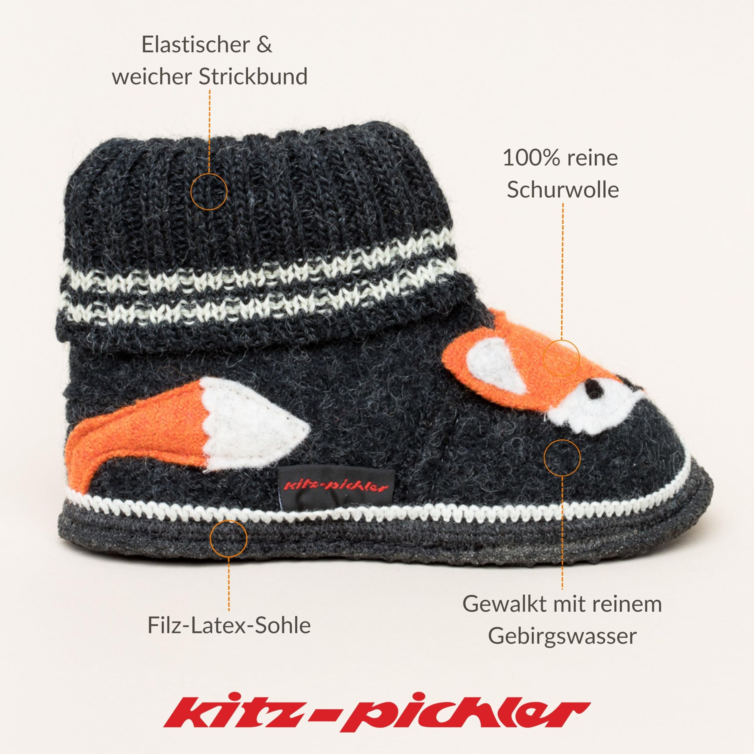 Schwaz Zorro - Zapatillas de casa para niños y niñas - Cómodas zapatillas infantiles con cintura elástica y suela de látex de fieltro flexible
