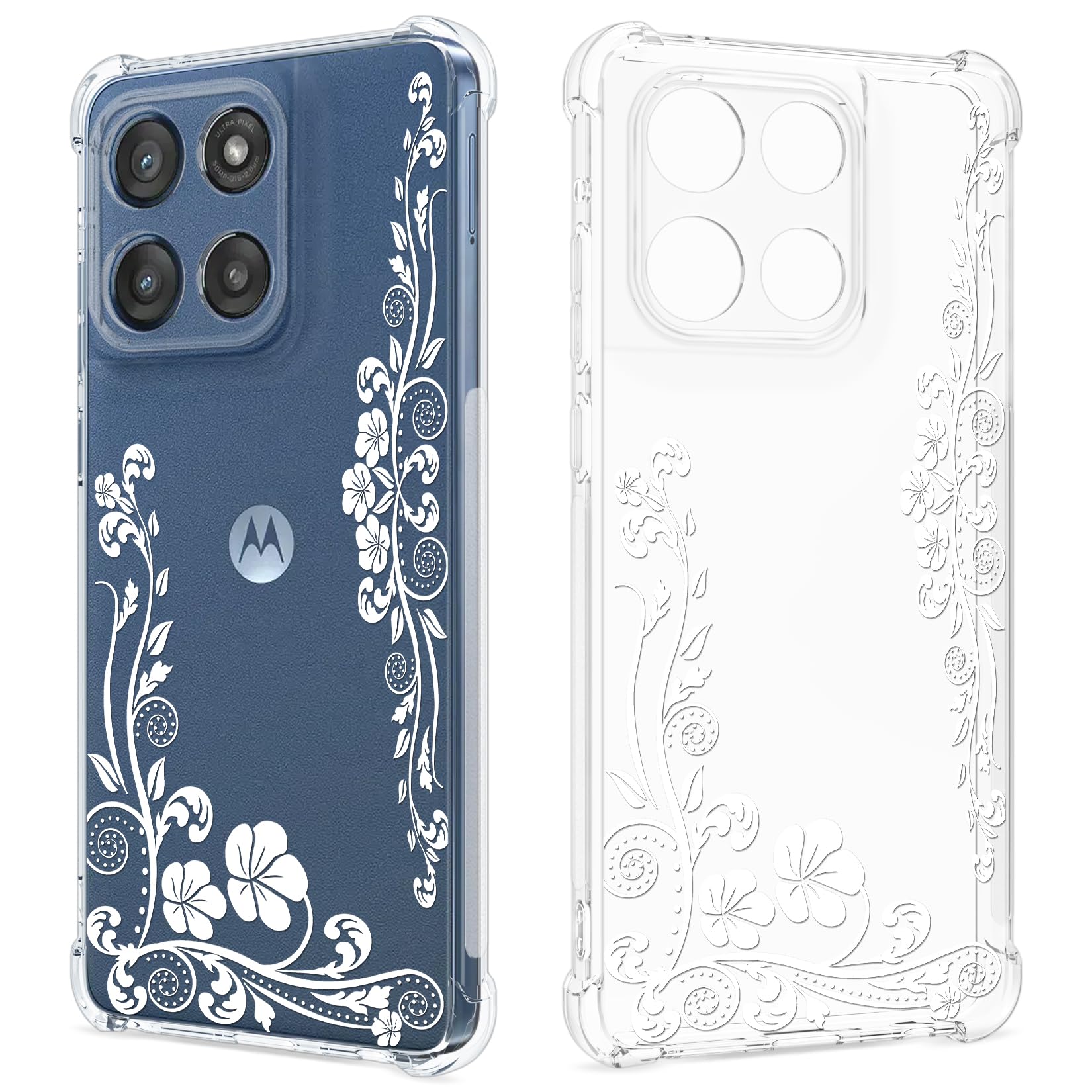 GREATRULY Floral Clear Case for Moto G Stylus 2025 for Women Girls,Cute Flowers Design Phone Cover,Slim Soft Transparent Drop Proof Pretty Pattern TPU