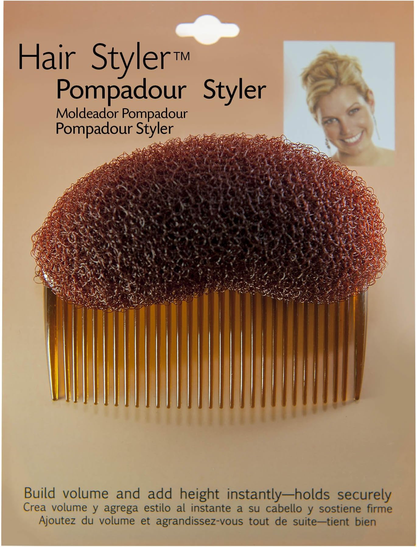 Pompadour Comb Hair Styler Brown Set of 2