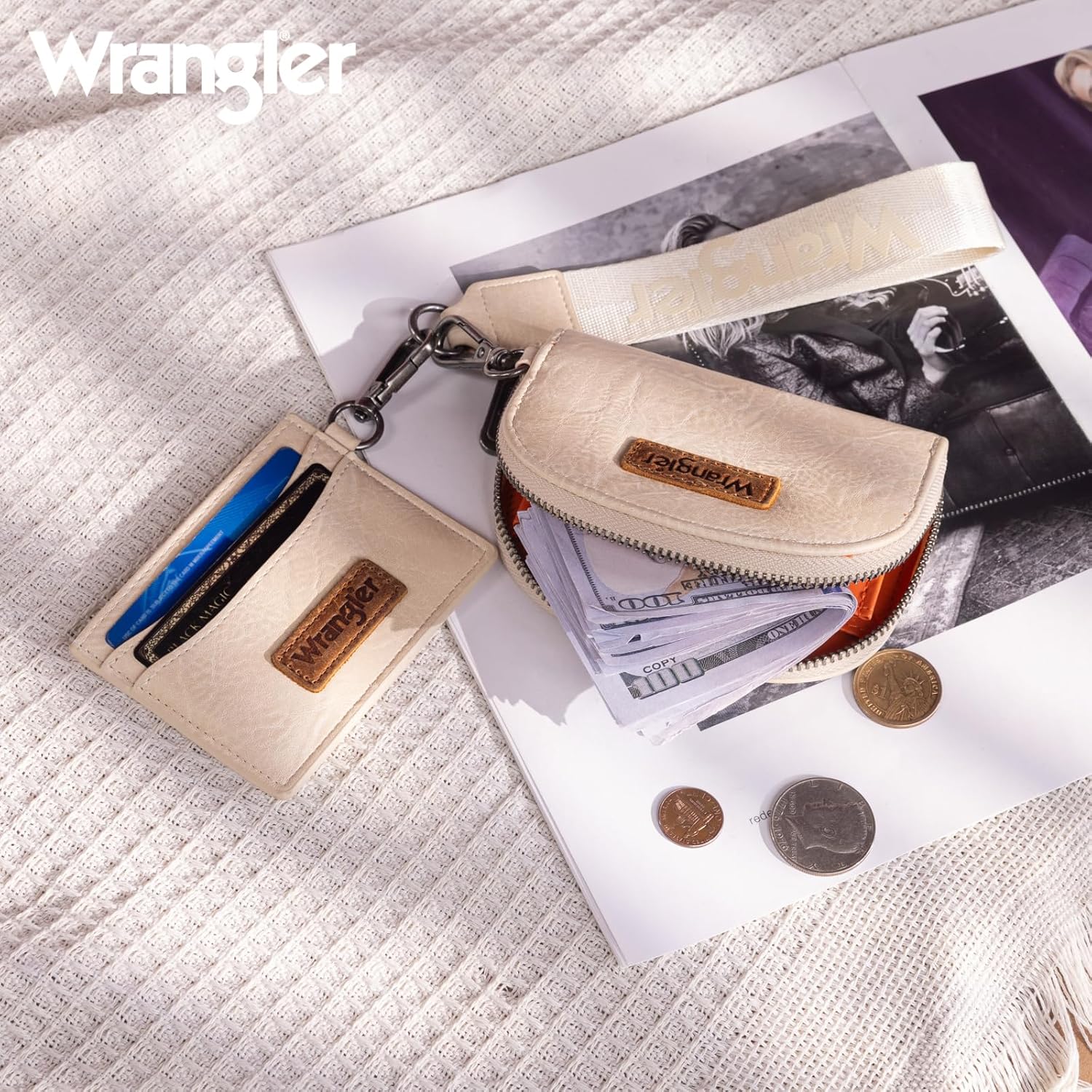 Wrangler KeyChain Wallet Wristlet Wallets for Women Dual Pouch Wristlet Rfid Blocking Credit Card Holder Wallet - Image 5