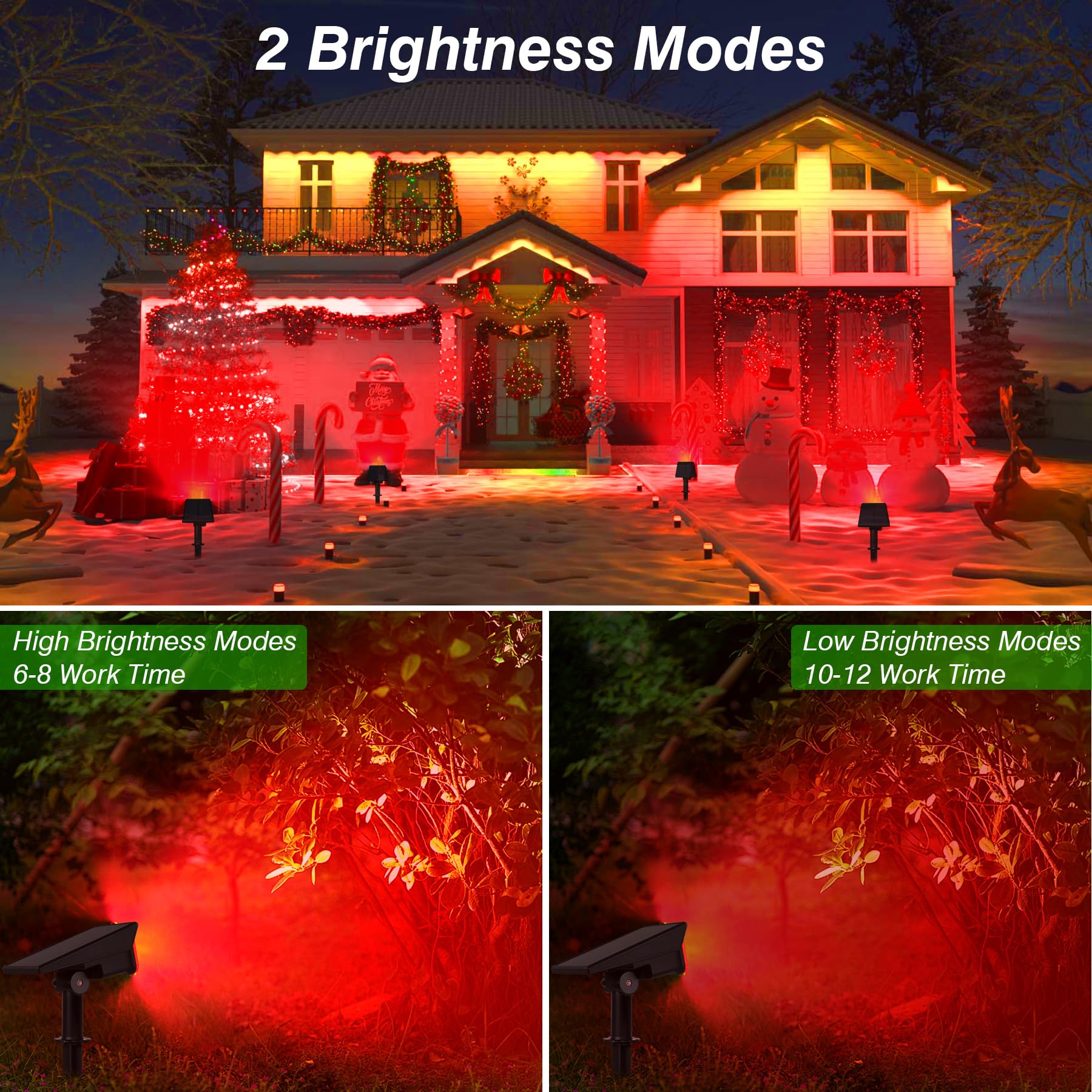 Focos solares rojos para exteriores, 20 luces LED impermeables IP65, luz solar de paisaje, focos ajustables para pared, árbol, patio, jardín, Halloween, Navidad, iluminación, paquete de 4