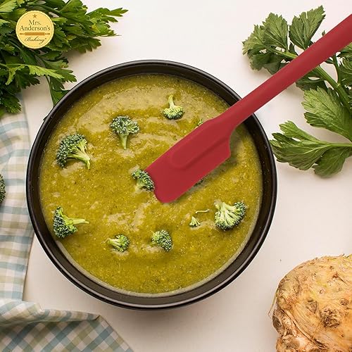 Miniatura 4 de Mrs. Anderson's Baking Espátula delgada de silicona, flexible, antiadherente, resistente al calor, rojo