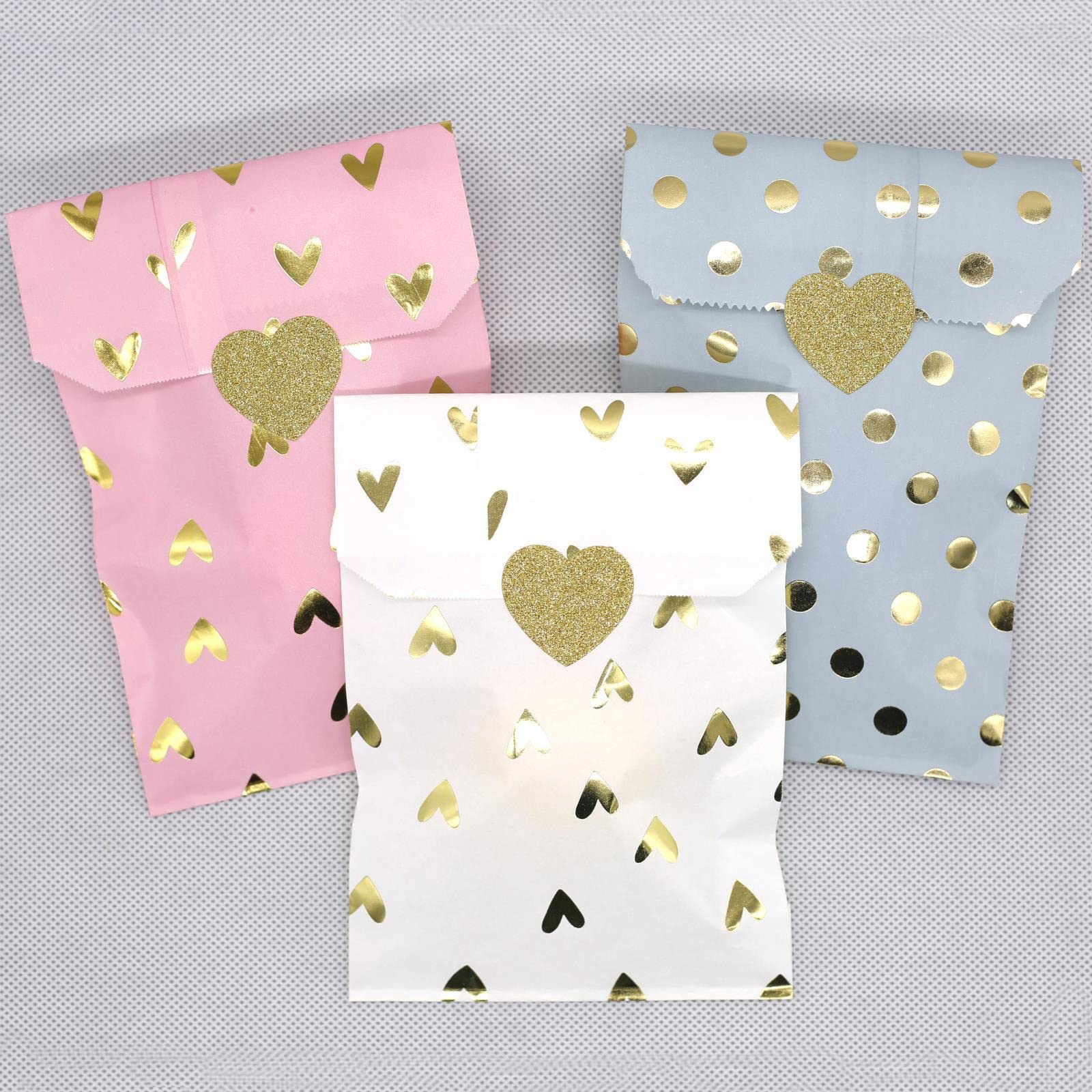 100 sacchetti per bomboniere nuziali per addio al nubilato, matrimonio, compleanno, anniversario, bomboniera, biscotti, regalo di carta rosa e oro a forma di cuore