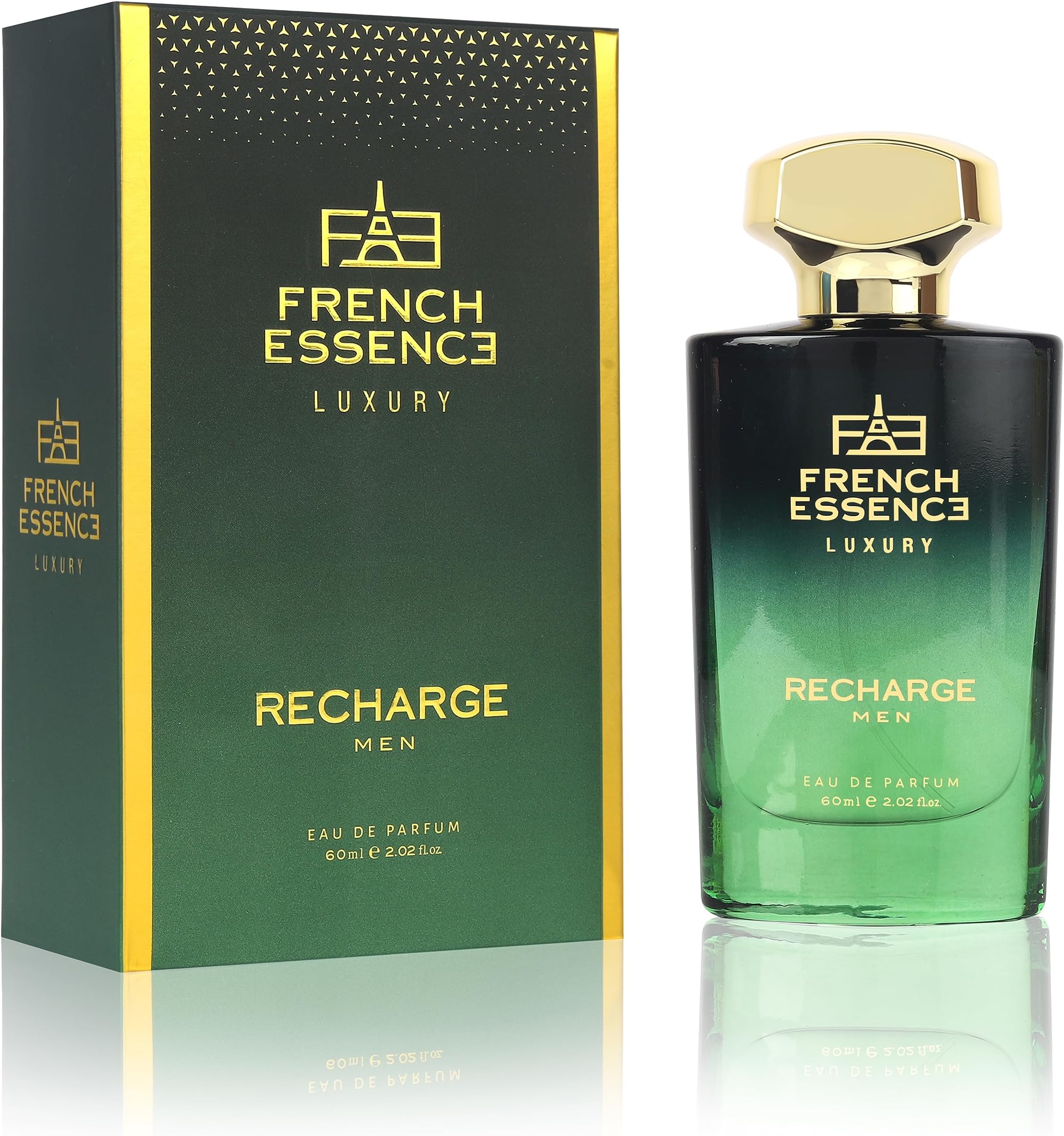 French Essence Recharge Premium Perfume for Men | Long Lasting Luxury Eau de Parfum | Fresh Citrusy & Musk Scent | Ideal Gift Perfume | 60 ml