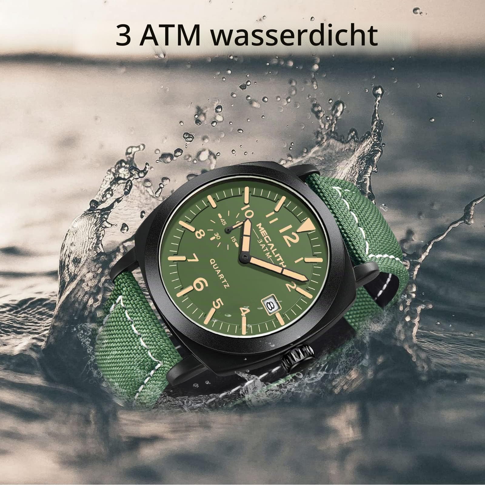 MEGALITH Herren Uhr Wasserdicht Armbanduhr: Sport Militär Großes Zifferblatt Männeruhr - Analog Quarz Mode Business Geschenke für Männer