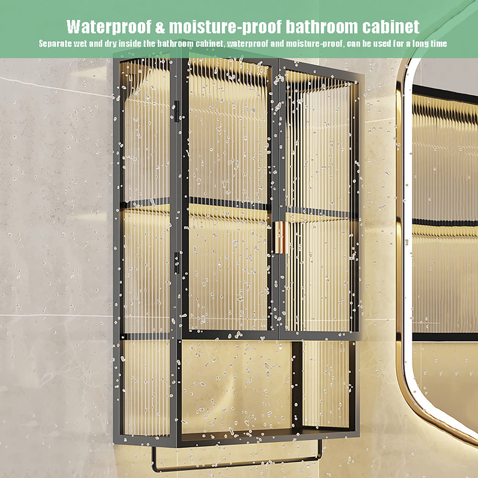 scaffale organizzatore,Armadietto da Parete per Il bagnoArmadietto per medicinali in Metallo con Anta in vetroArmadietto da Bagno Montato a paret