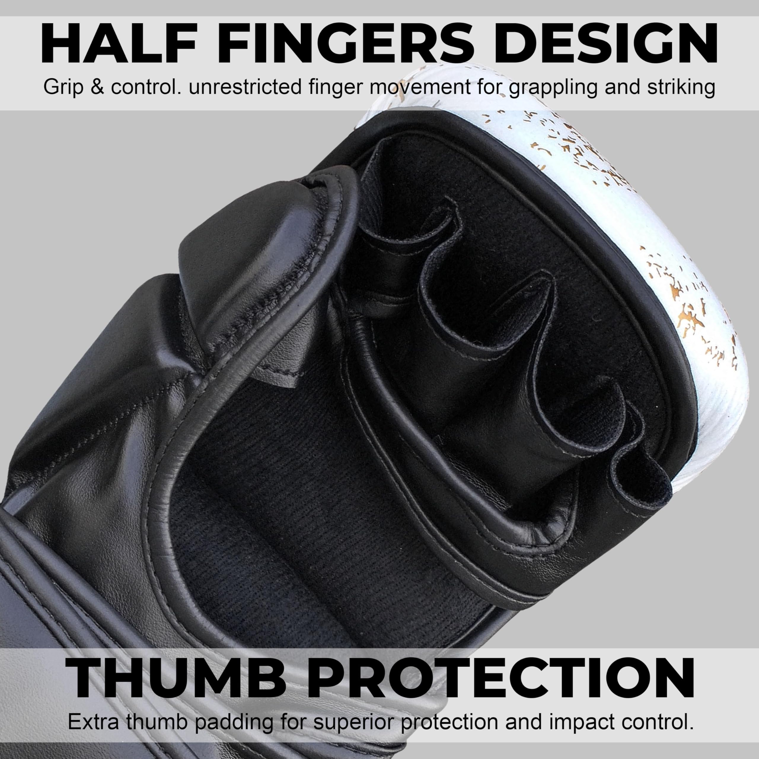 Farabi Sports Guantes MMA con Soporte de Muñeca Ajustable, Palma Abierta para Muay Thai y Entrenamiento