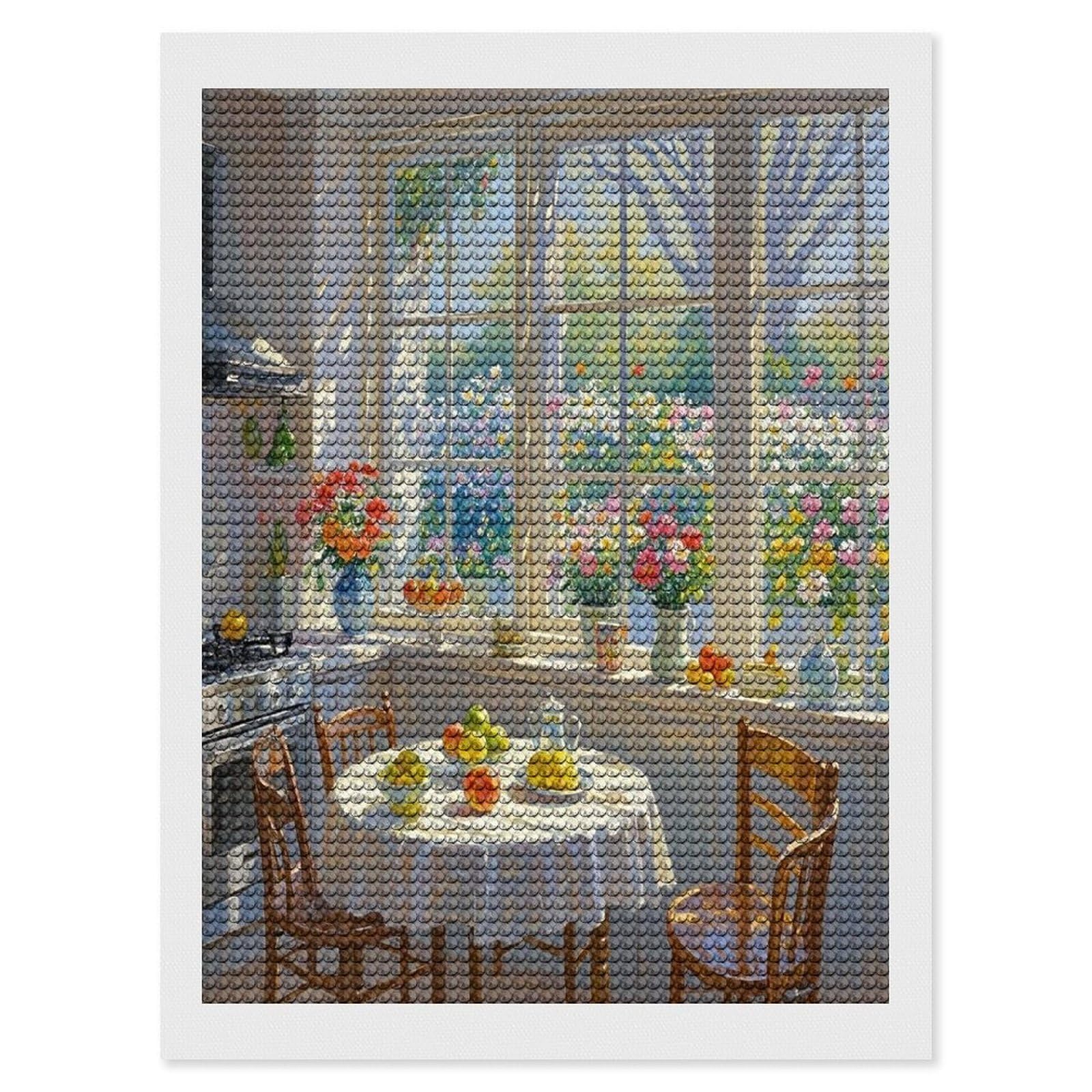 FekiLoot Art Kitchen Paint by Numbers Kit for Adults Beginner DIY Diamond Dots Paintings Round Full Drill Diamond Art Kits Picture Diamond Art Painting Kits for Home Decor 12"x16"
