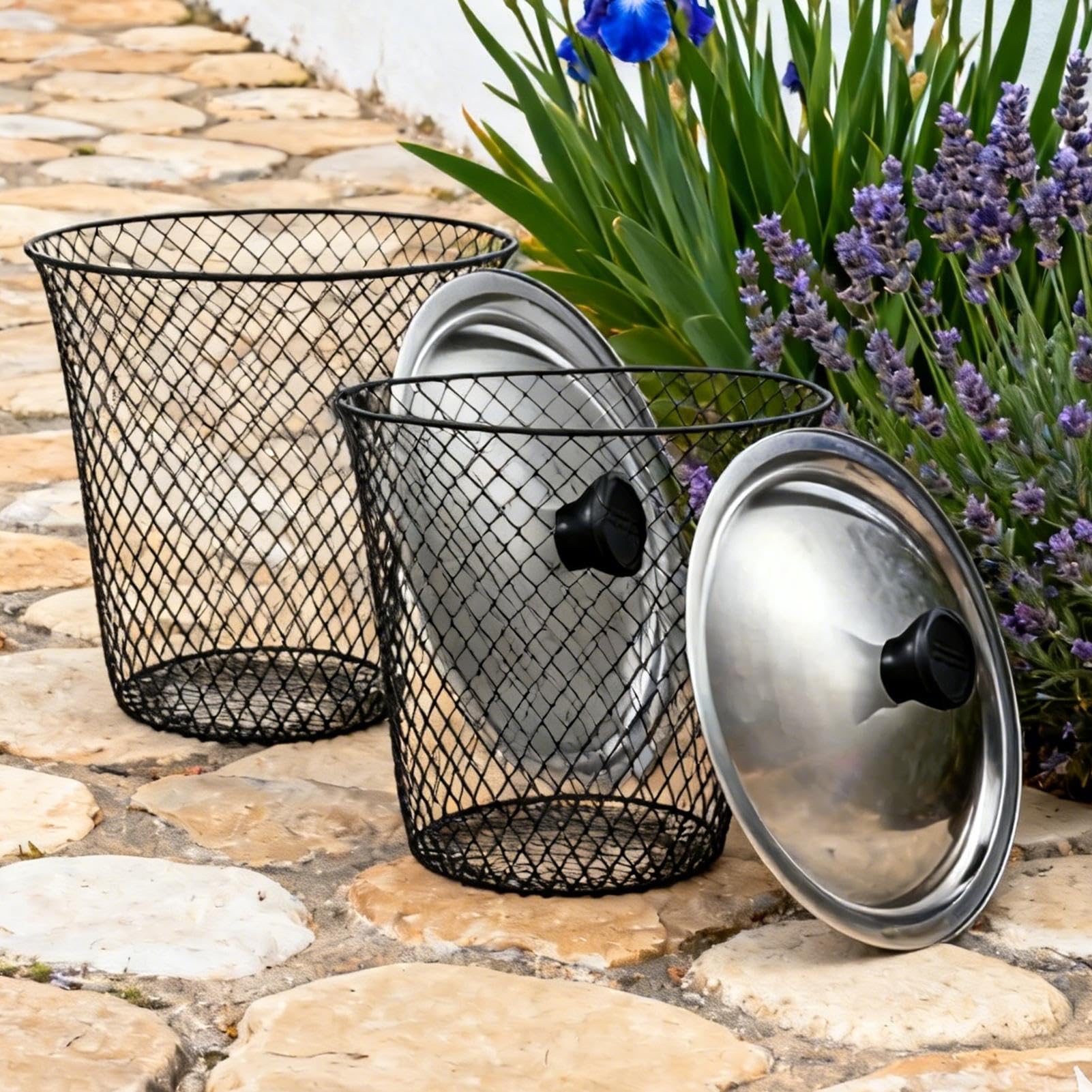 Compostador de Lombrices 2 Piezas Productor Fundición Malla Metálica | Para Cría De Lombrices Con Tapa Para Residuos Jardín Agricultura Urbana Jardinería Y Restos Cocina Fertilizante Vegetal