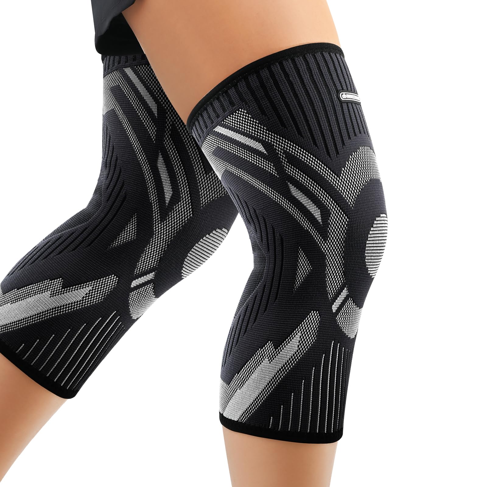 INDEEMAX 2er Pack Kniebandage Damen und Männer, Kompression Kniestütze für Arthritis, Meniskus, ACL, Sport, Laufen, Fußball, Atmungsaktiv Knie Bandage mit Anti Rutsch Silikonstreifen