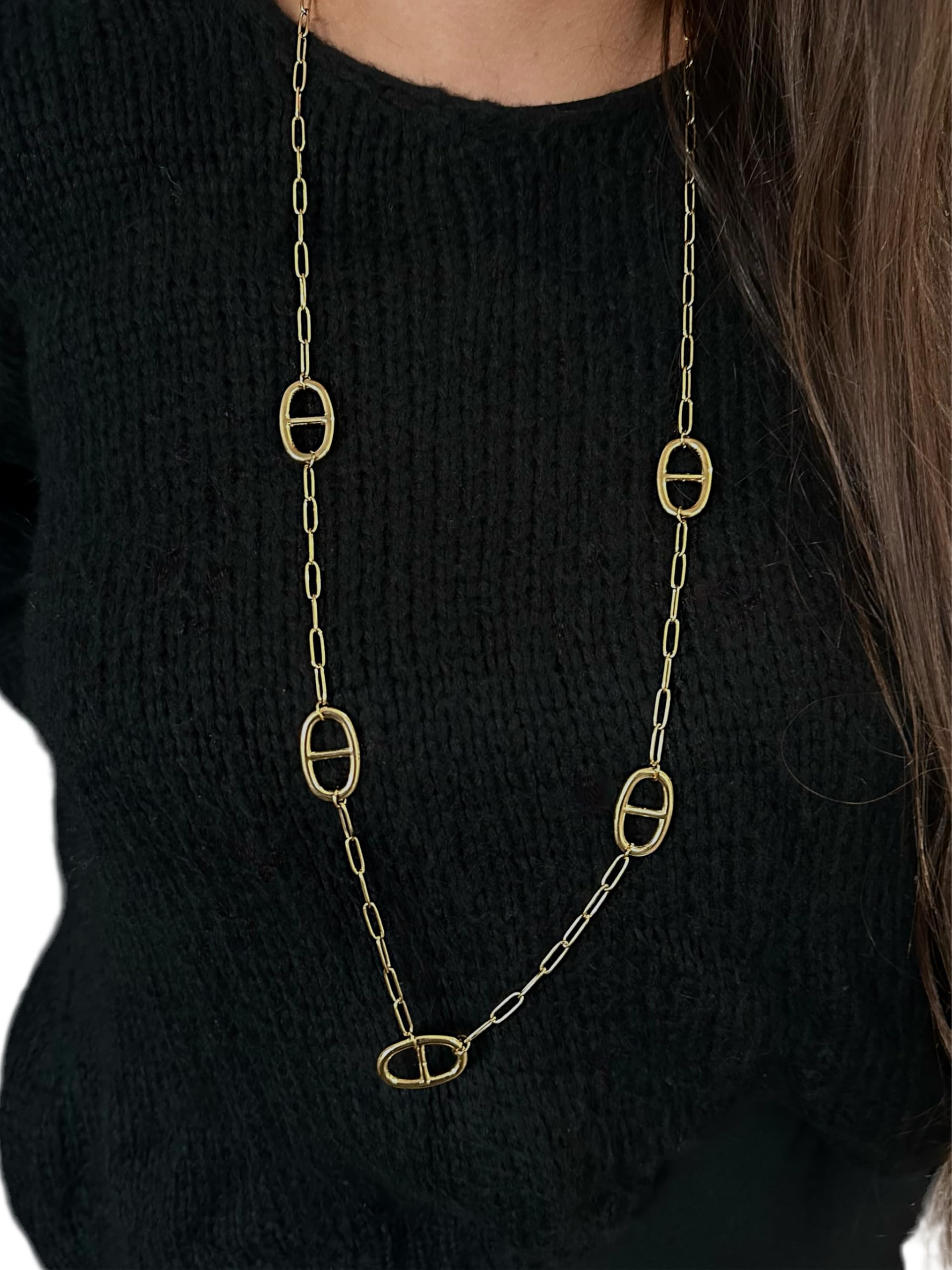 Collier sautoir maille marine personnalisé femme cadeau anniversaire noël chaîne maille trombone
