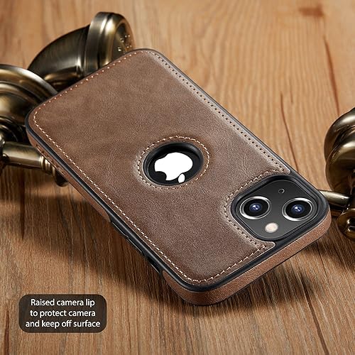 Miniatura 5 de Casus Logo View - Funda delgada compatible con iPhone 13, cuero vegano de primera calidad, clásica, elegante, funda fina (2021) de 6.1 pulgadas