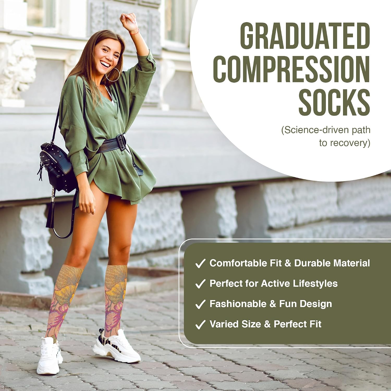 Celeste Stein Therapeutic Graduated Women Compression Socks, Diabetic Socks For Womens, 8-15 mmHg For Regular Calf