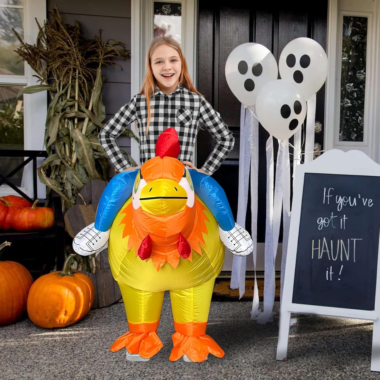 Stegosaurus Inflatable Chicken Costume Kids Halloween Blow Up Costumes Ride On Rooster Costume Funny Costumes for Boys Girls Cosplay Party - Image 3