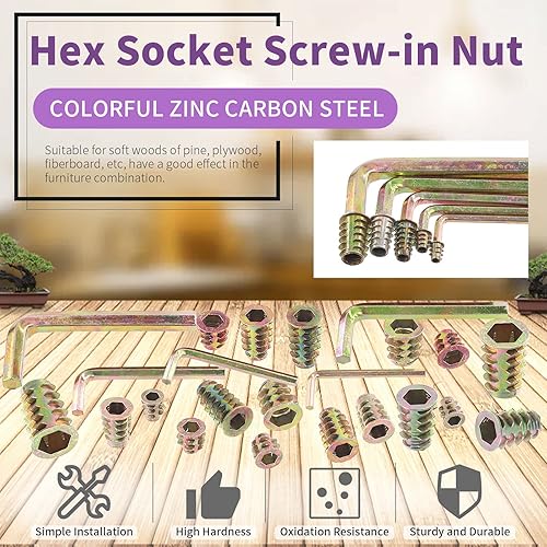 Miniatura 5 de Swpeet Juego de 215 piezas M4 M5 M6 M8 M10 de acero al carbono chapado en zinc para muebles de madera de acero al carbono con brida con brida