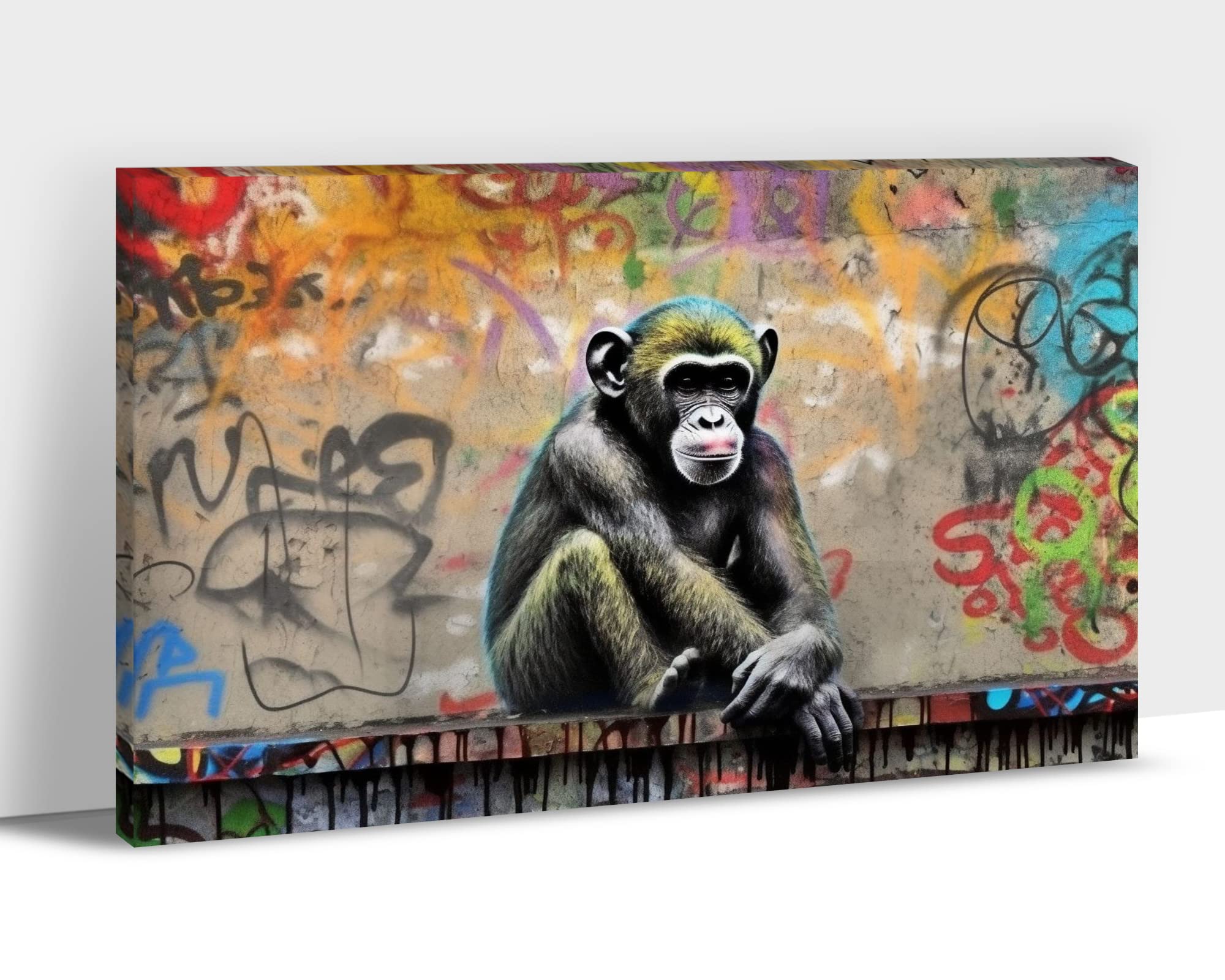 Amazon.com: Banksy Graffiti Canvas Wall Art, Colorful Abstract