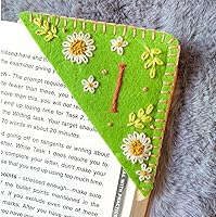 Vista 7 de Marcapáginas de esquina bordado a mano personalizado, lindo marcador de libro con flores, regalo de costura a mano para mujeres amantes de los Rojo
