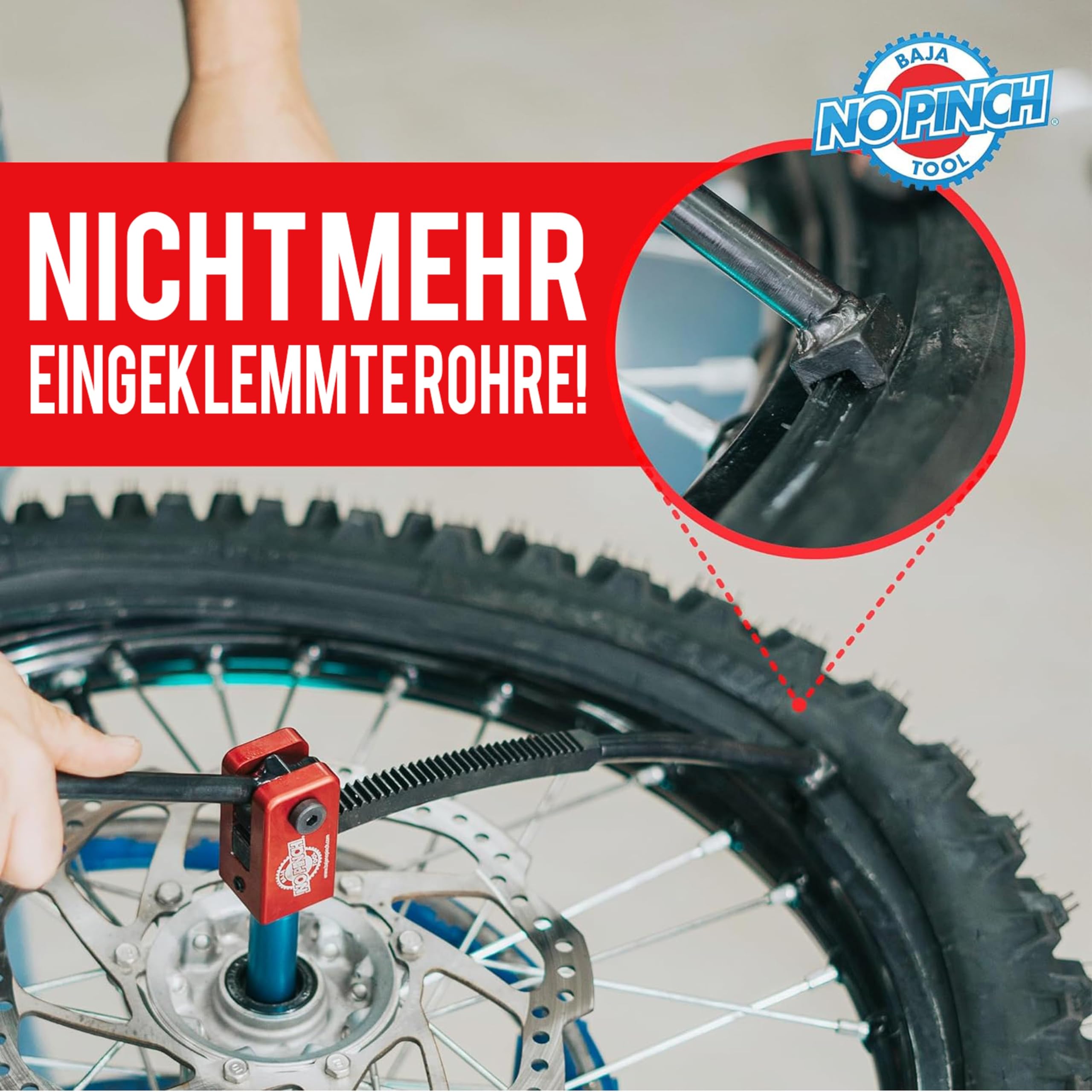 Baja No Pinch Dirtbike-Reifenwechselwerkzeug | Motorrad-Reifenwechsler | Reifenwechselwerkzeug für 16-21-Zoll-Crossbike-Räder | Passend für 20-mm-Achsen – Ideal für Enduro, Motocross und Offroad
