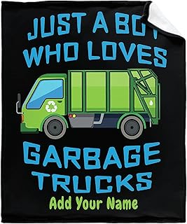 Jojizaio Custom Throw Blanket Just A Boy Who Loves Garbage Truck with Your Text Custom Throw Blanket with Your Text Personalized Blankets Best Gifts for Family, Friends 50