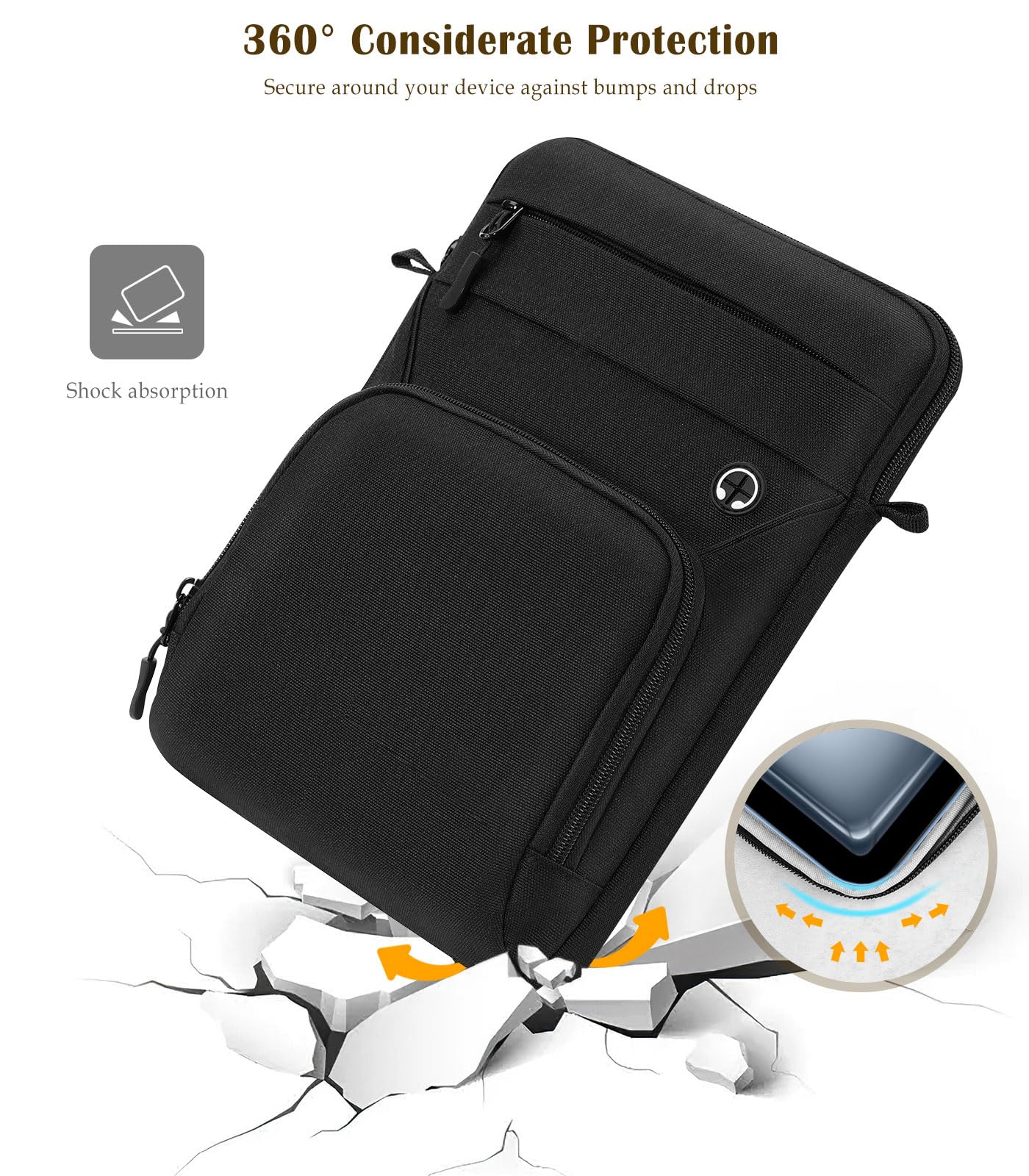 Dadanism 13 Pollici Custodia Borsa per Tablet con Tracolla per iPad Pro 13" M5/M4, iPad Air 13" M4/M3, MacBook Neo 13" 2026, MacBook Air 13" M5/M4, Galaxy Tab S10 FE Plus 13,1"/Tab S10+ 12,4", Nero