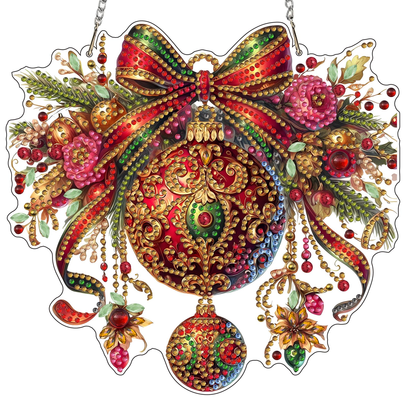 RICUVED Christmas Baubles Hanging Diamond Art Painting Pendant Kits, DIY Christmas Diamond Painting Hanging Kits for Adults Kids,5D Special Shaped Diamond Painting Crystal Art Ornament for Wall Decor