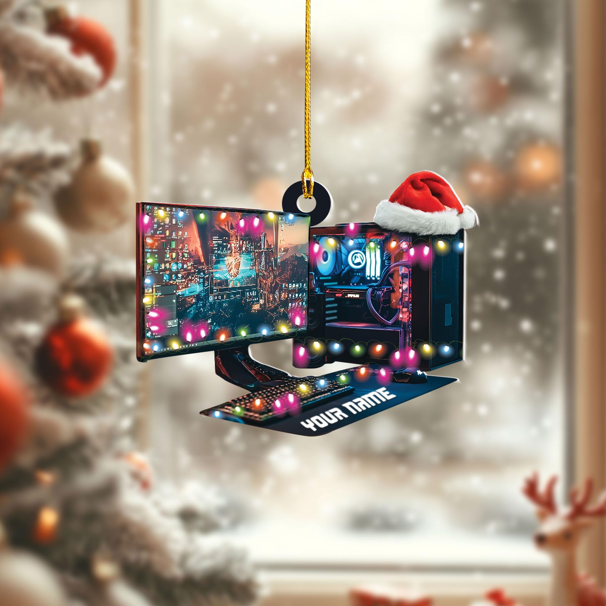 G10 Custom 2D Flat Acrylic Gamer Christmas Ornament - Game Controller & Headphone Decoration, Player Gifts