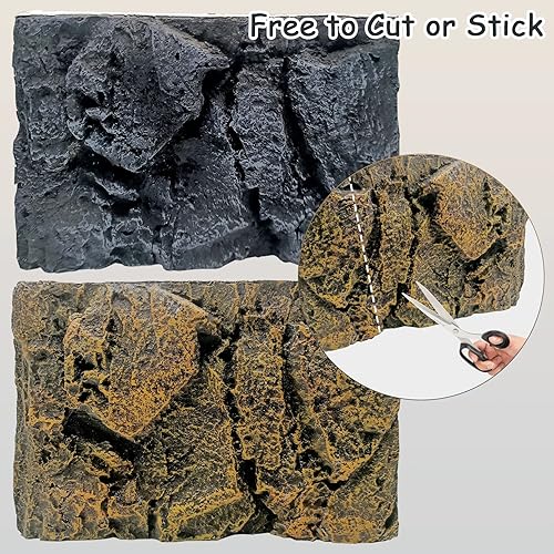 Tfwadmx Rock Terrarium Background 3D Reptile Tank Background Board Amphibian Stereo Backdrop Wall Snake Habitat Decor for Lizard Bearded Dragon Gecko Spider Chameleon Turtle Fish (Small Dragon Stone)(Qinglong Stone)
