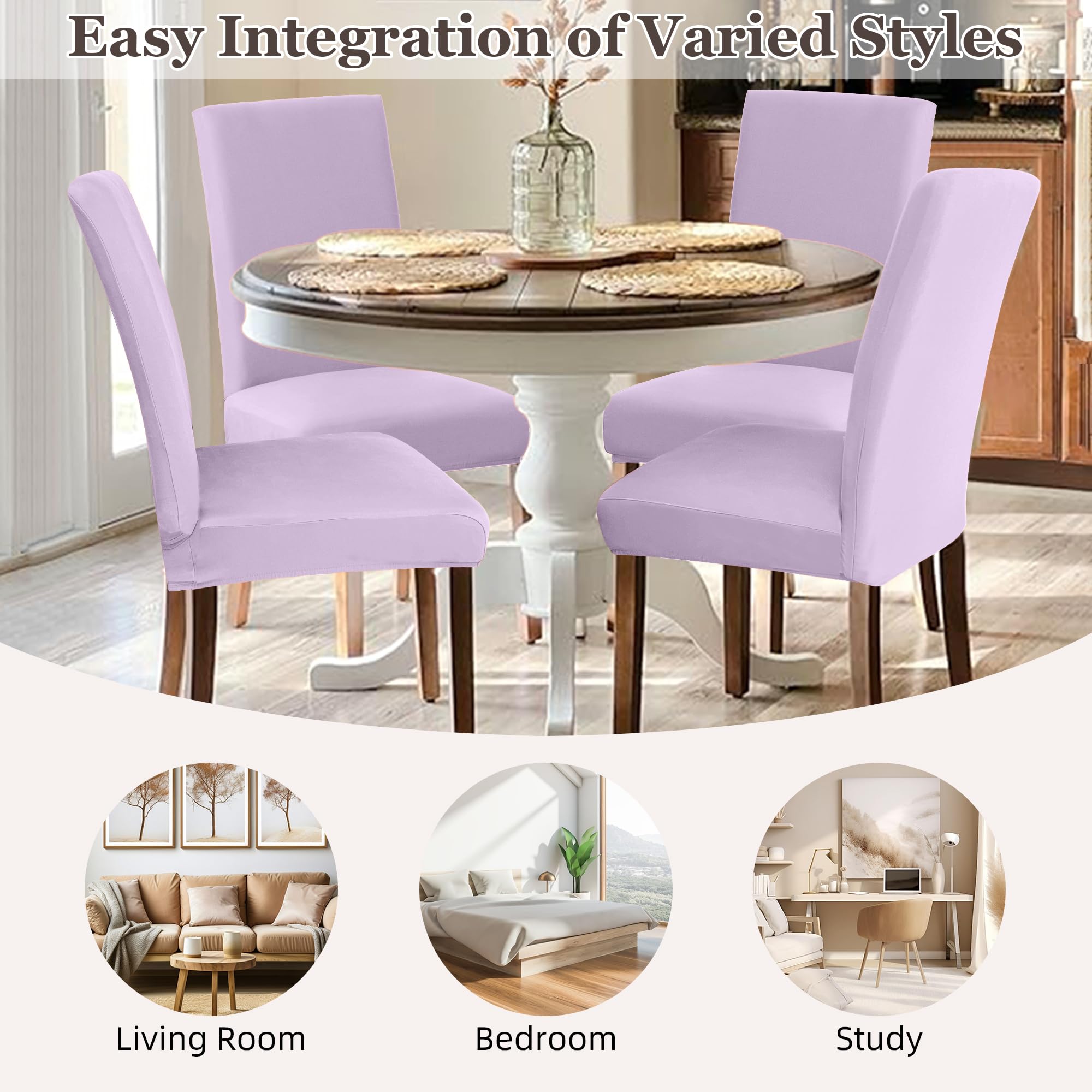 Sufdari Chair Covers 4 purple,Stretch Dining Chair Covers - Image 4