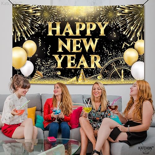 Miniatura 7 de KatchOn Cartel de feliz año nuevo extra grande - 72 x 44 pulgadas  Fondo y decoraciones de Nochevieja 2025