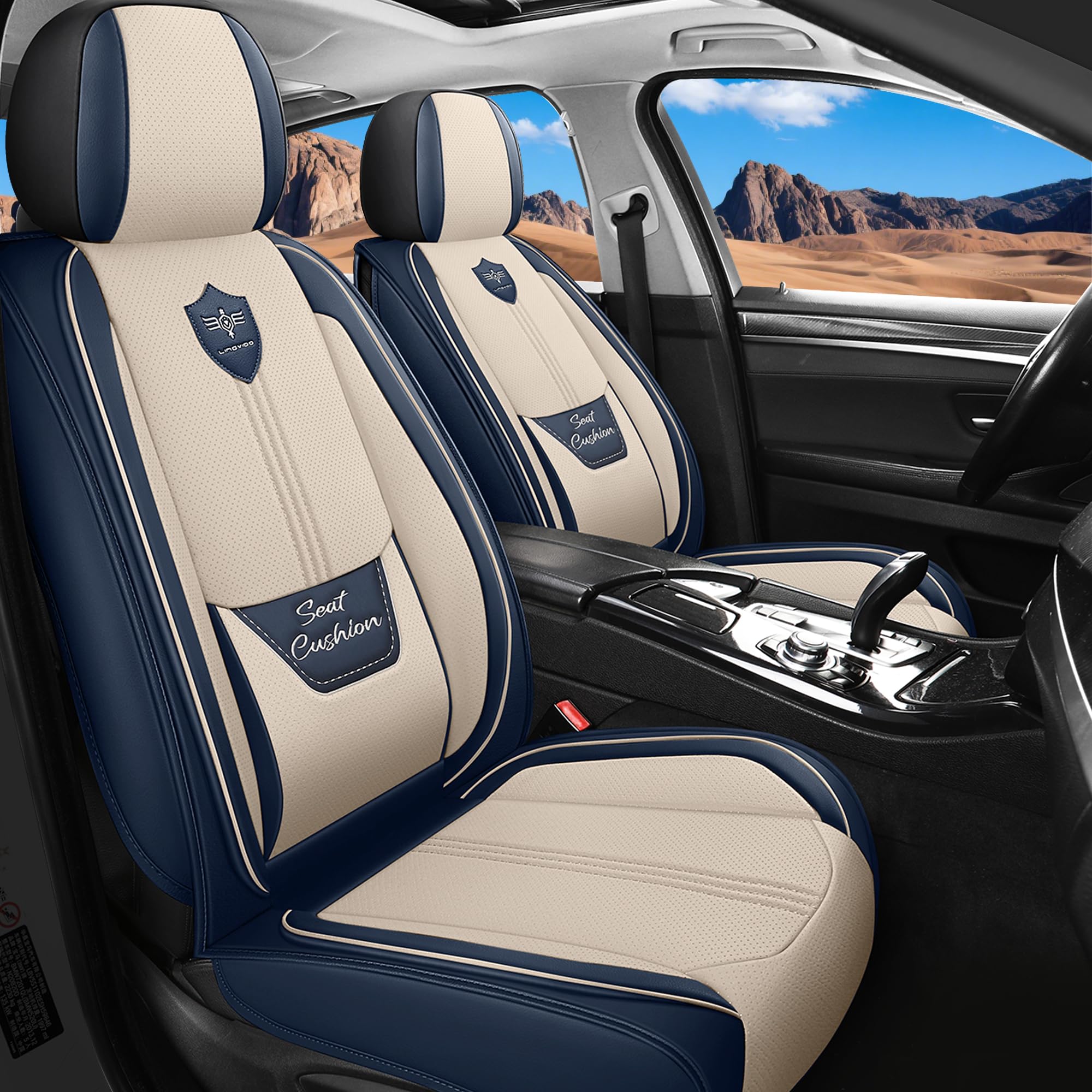 LINGVIDO Car Seat Covers Set – Premium Nappa Leather for Front Seats (2 Seats), Durable, Comfortable & Easy to Install, Fits Most Cars, Sedans, SUVs –