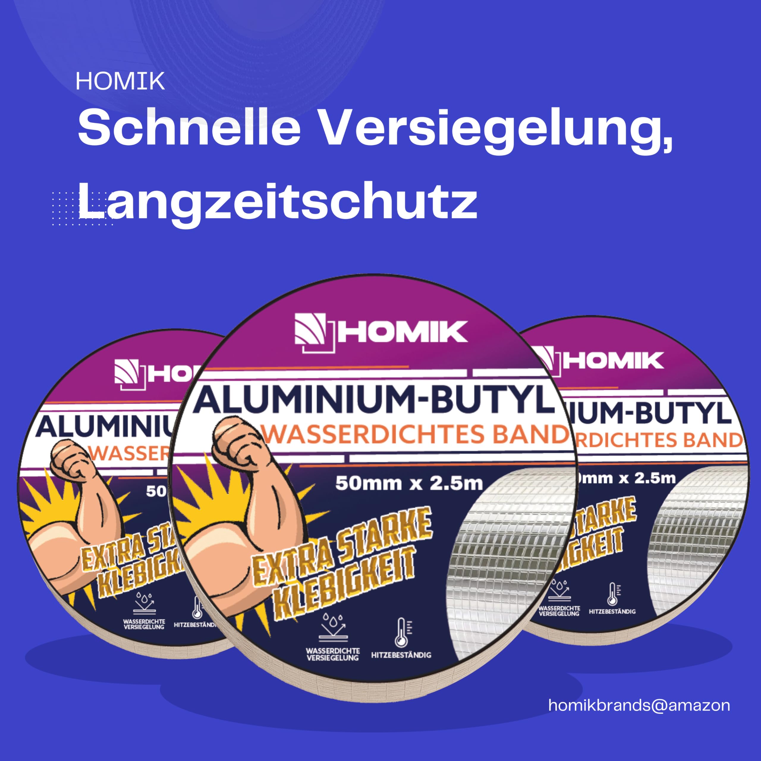 Cinta de Butilo de Aluminio Extremadamente Resistente 10cm x 2.5m – Cinta de Reparación de Tejados Impermeable – Para Canalones y Tuberías – Resistente a UV – Autoadhesiva para Interior y Exterior
