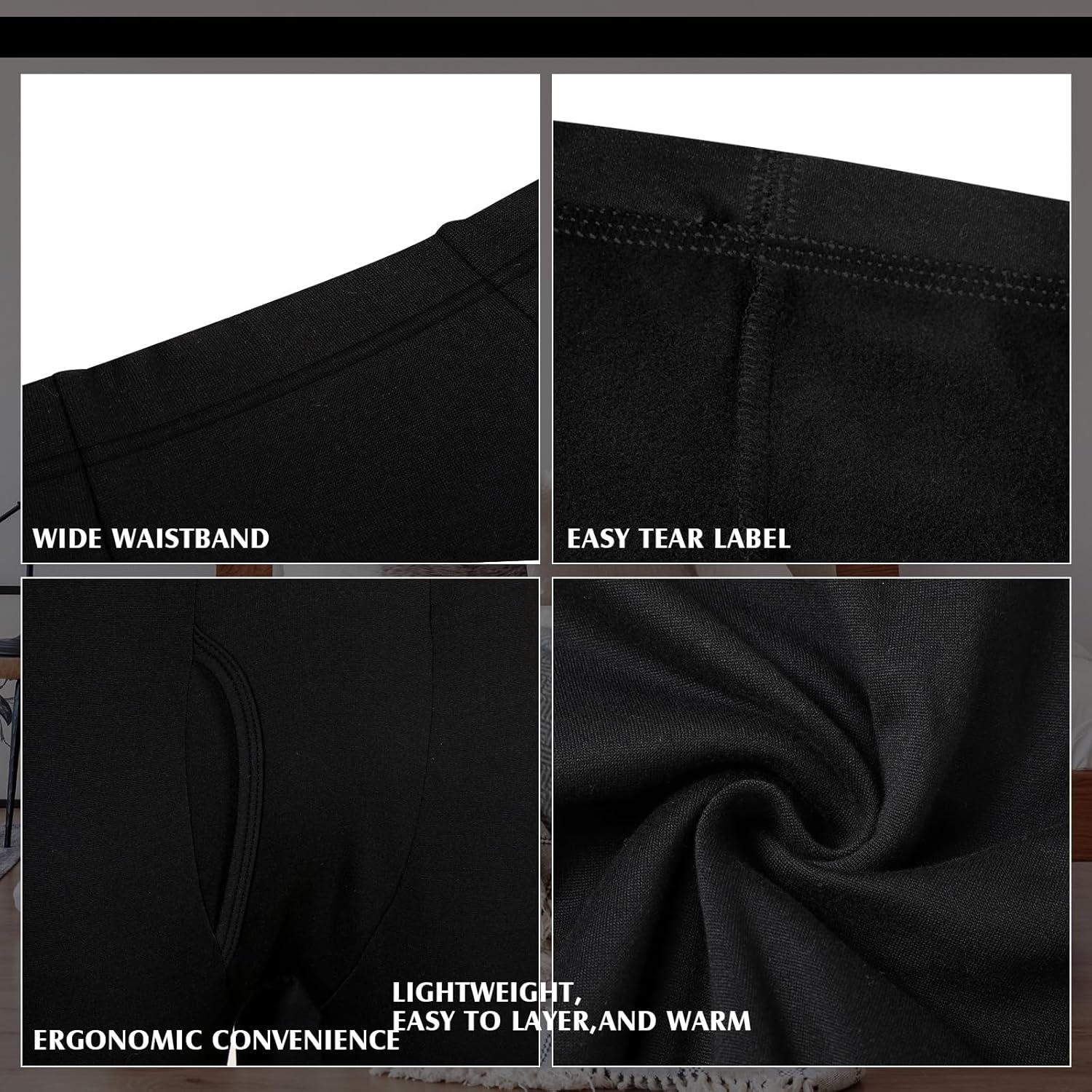 3 Pack Men's Thermal Underwear Pants Fleece Lined Thermal Leggings for Men Base Layer Bottoms - Image 5