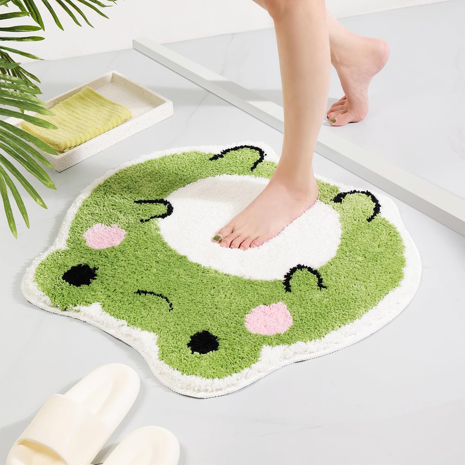 Tapis de bain antidérapant à poils longs Frosch lavable et doux 57 x 65 cm
